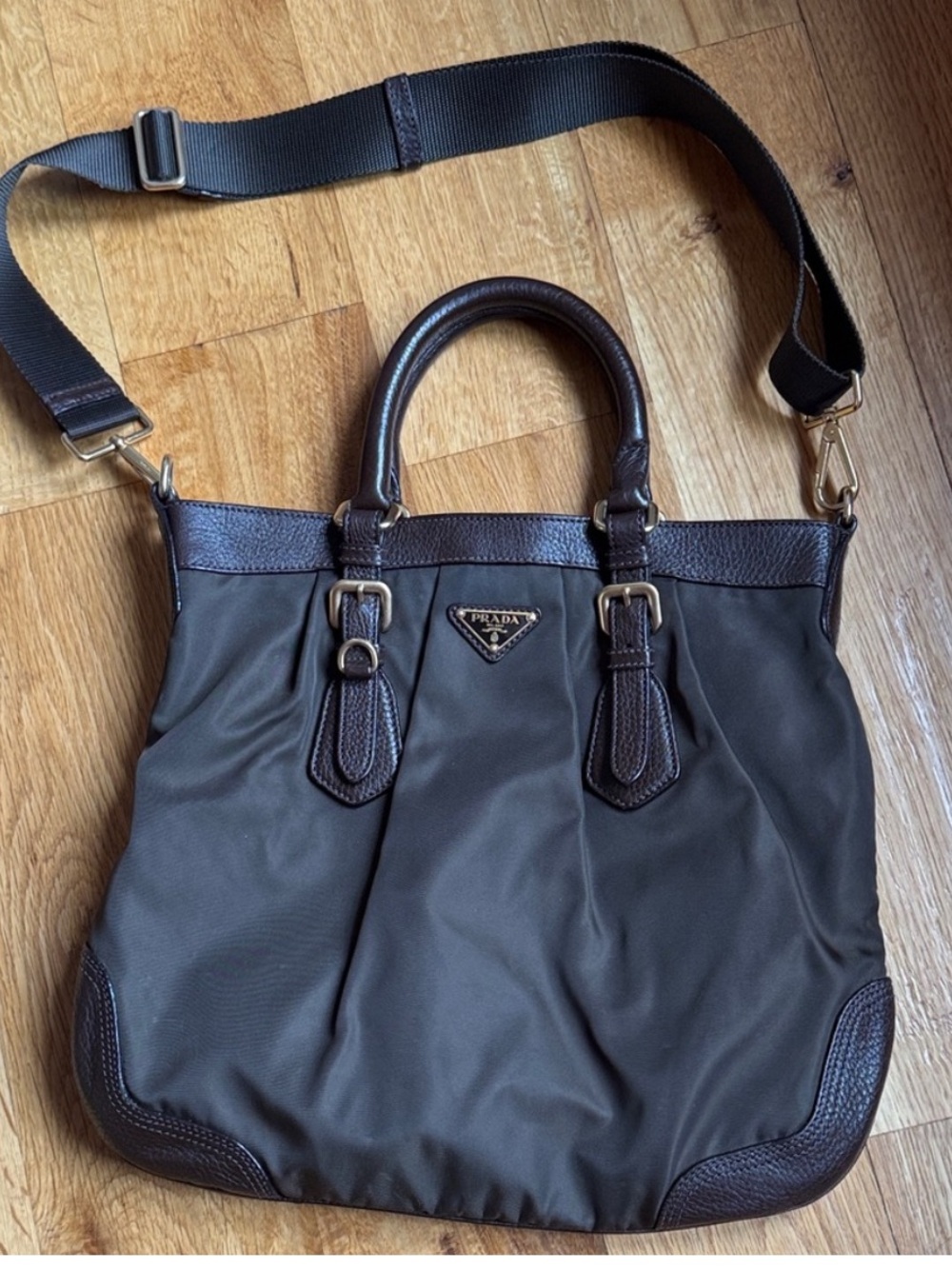 Prada Tessuto Brown Satchel Bag